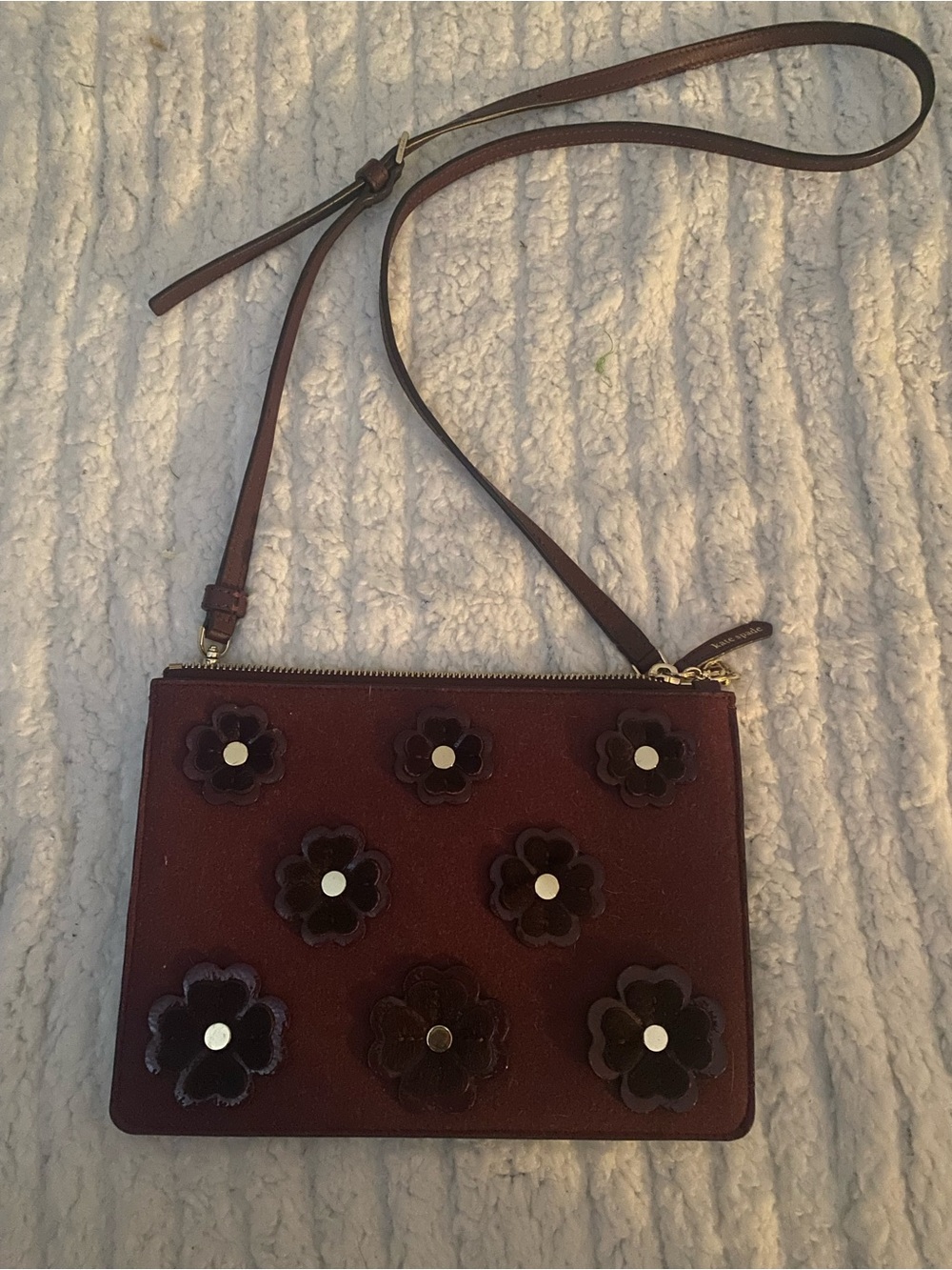 kate spade Burgundy Floral-Appliqué Crossbody Bag